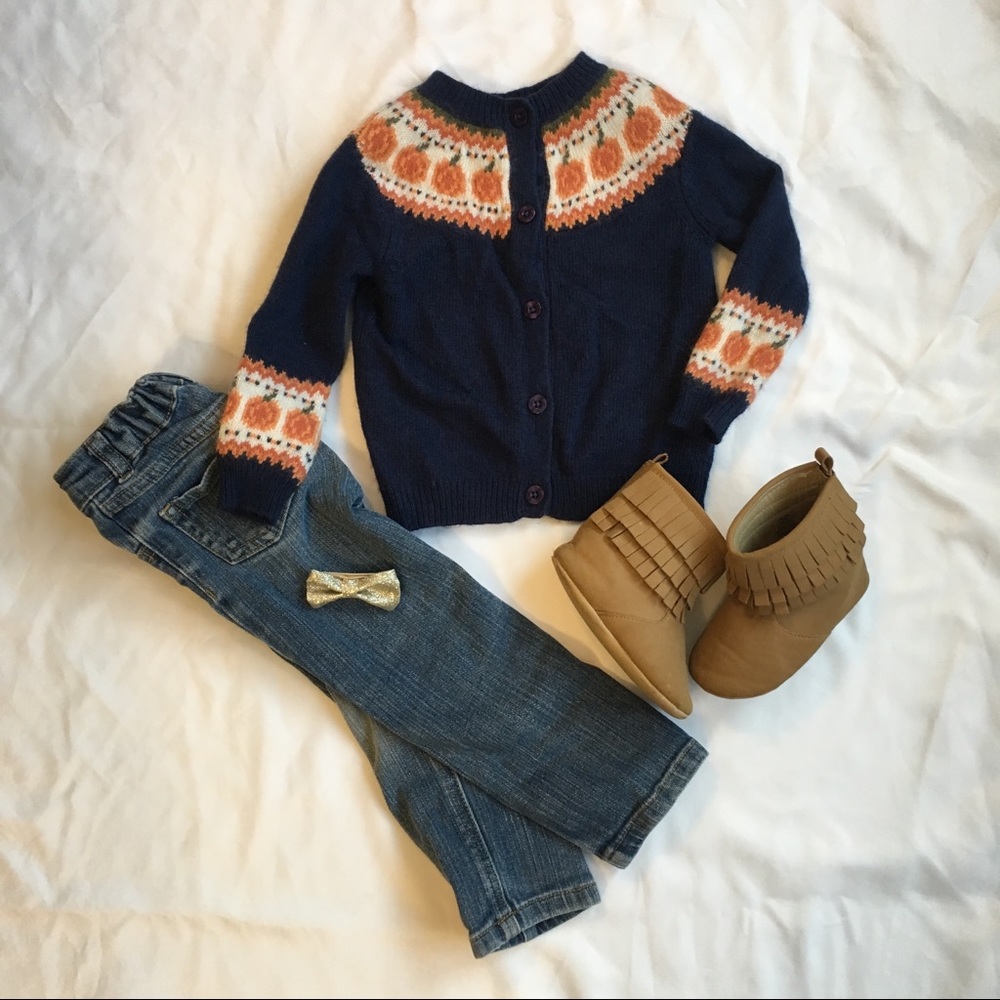 Fall Winter Pumpkin Cardigan for Toddler